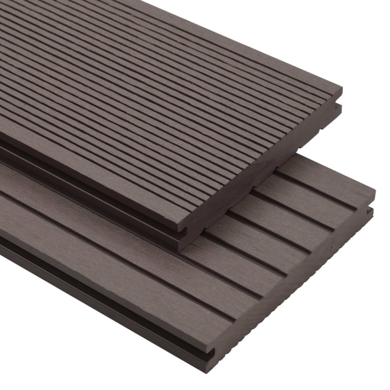 Produktbild för WPC massiva golvplattor med tillbehör 16 m² 2,2 m mörkbrun