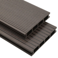 Produktbild för WPC ihåliga golvplattor med tillbehör 10 m² 2,2 m mörkbrun