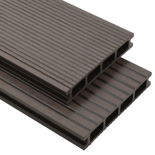 vidaXL WPC ihåliga golvplattor med tillbehör 10 m² 2,2 m mörkbrun