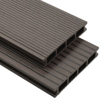 Produktbild för WPC ihåliga golvplattor med tillbehör 16 m² 2,2 m mörkbrun
