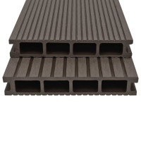 Produktbild för WPC ihåliga golvplattor med tillbehör 16 m² 2,2 m mörkbrun