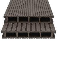 Produktbild för WPC ihåliga golvplattor med tillbehör 20 m² 2,2 m mörkbrun