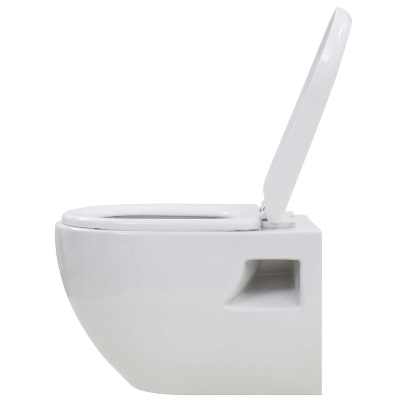 Produktbild för Vägghängd toalett med dold cistern keramik vit