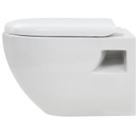 Miniatyr av produktbild för Vägghängd toalett med dold cistern keramik vit