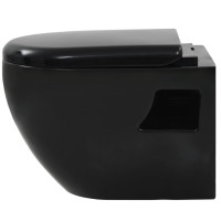 Miniatyr av produktbild för Vägghängd toalett med dold cistern keramik svart