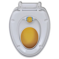 Produktbild för Toalettsitsar med mjuk stängning 2 st plast vit och gul
