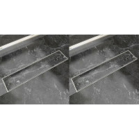 Miniatyr av produktbild för Avlång golvbrunn 2 st rostfritt stål 530x140 mm