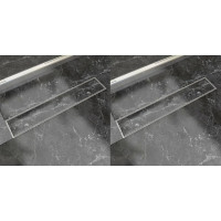 Miniatyr av produktbild för Avlång golvbrunn 2 st rostfritt stål 630x140 mm