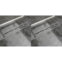 Miniatyr av produktbild för Avlång golvbrunn 2 st rostfritt stål 730x140 mm