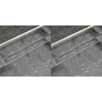 Miniatyr av produktbild för Avlång golvbrunn 2 st rostfritt stål 830x140 mm