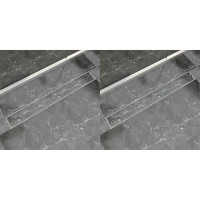 Miniatyr av produktbild för Avlång golvbrunn 2 st rostfritt stål 930x140 mm