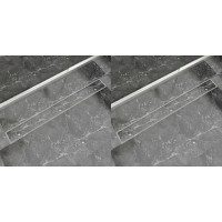 Miniatyr av produktbild för Avlång golvbrunn 2 st rostfritt stål 1030x140 mm