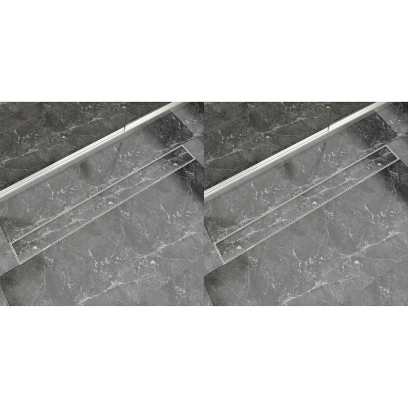 Produktbild för Avlång golvbrunn 2 st rostfritt stål 1030x140 mm