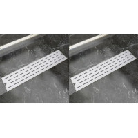 Miniatyr av produktbild för Avlång golvbrunn 2 st rak rostfritt stål 530x140 mm
