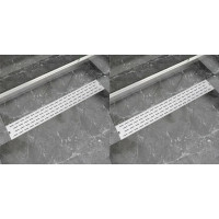 Miniatyr av produktbild för Avlång golvbrunn 2 st rak rostfritt stål 830x140 mm