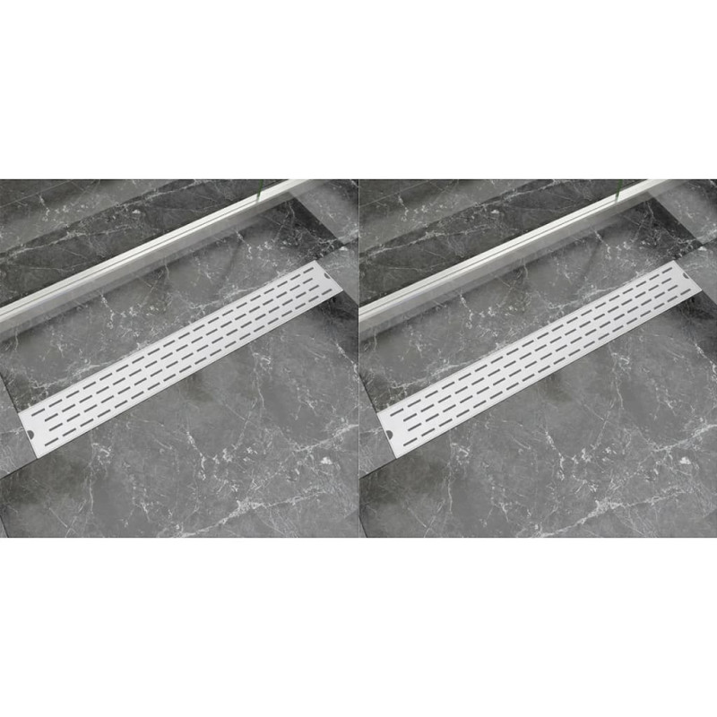 Produktbild för Avlång golvbrunn 2 st rak rostfritt stål 830x140 mm