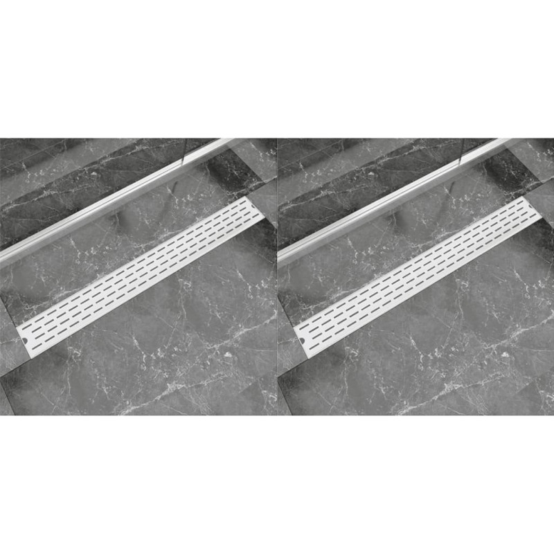 Produktbild för Avlång golvbrunn 2 st rak rostfritt stål 930x140 mm
