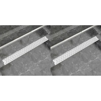 Miniatyr av produktbild för Avlång golvbrunn 2 st rak rostfritt stål 1030x140 mm