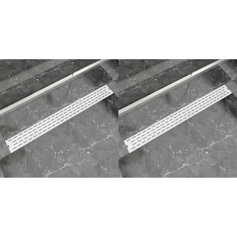 Produktbild för Avlång golvbrunn 2 st rak rostfritt stål 1030x140 mm