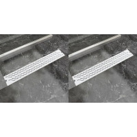 Miniatyr av produktbild för Avlång golvbrunn 2 st vågig rostfritt stål 730x140 mm