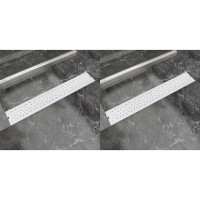 Miniatyr av produktbild för Avlång golvbrunn 2 st bubblor rostfritt stål 730x140 mm