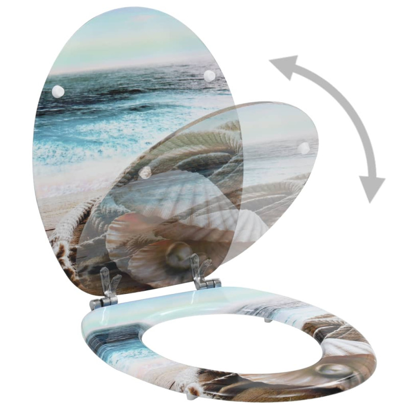Produktbild för Toalettsitsar med lock 2 st MDF havsmussla