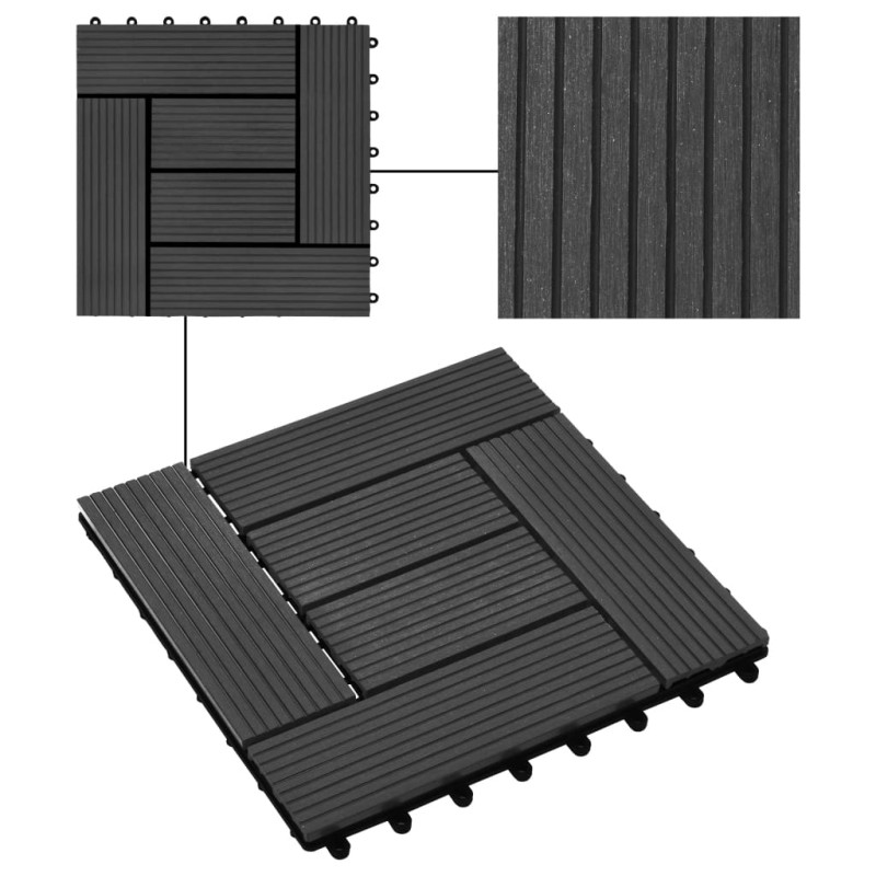 Produktbild för Trall 22 st 30x30 cm 2 kvm WPC svart