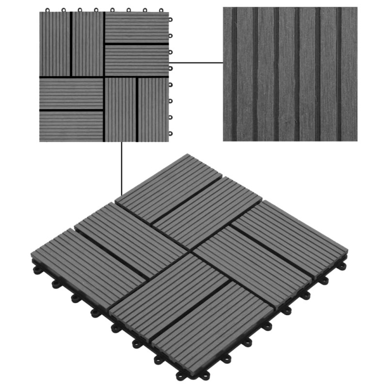 Produktbild för Trall 22 st 30x30 cm 2 kvm WPC grå