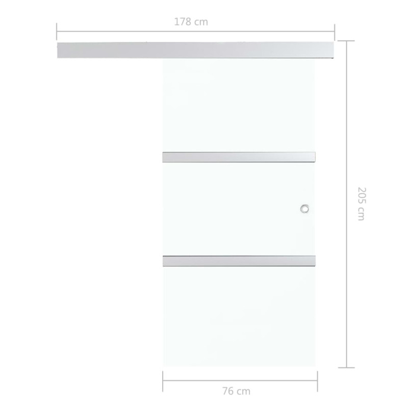 Produktbild för Skjutdörr med mjukstopp ESG-glas och aluminium 76x205 cm