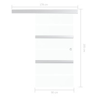 Produktbild för Skjutdörr med mjukstopp ESG-glas och aluminium 90x205 cm