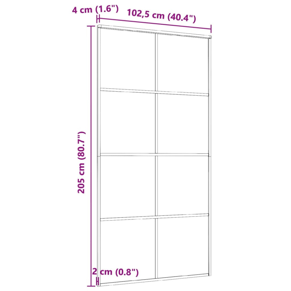 Produktbild för Skjutdörr aluminium med ESG-glas 102,5x205 cm svart