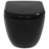 Miniatyr av produktbild för Vägghängd toalett med dold cistern keramik svart