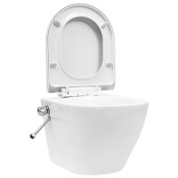 Produktbild för Vägghängd toalett med dold cistern keramik vit