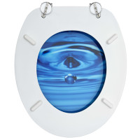 Produktbild för Toalettsitsar med lock 2 st MDF vattendroppar blå