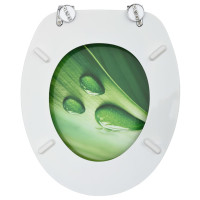 Produktbild för Toalettsitsar med lock 2 st MDF vattendroppar grön