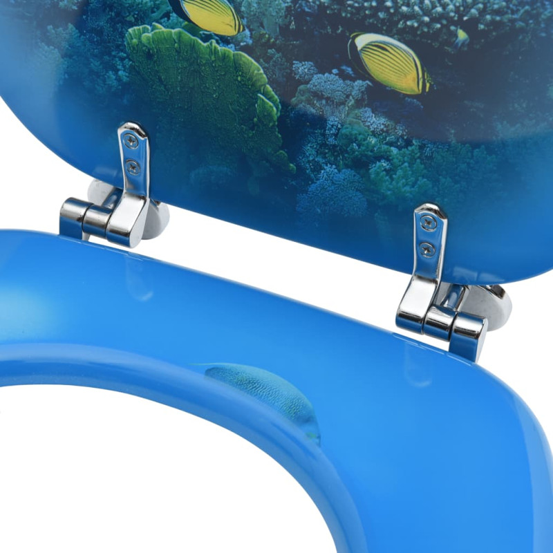 Produktbild för Toalettsitsar med lock 2 st MDF djupt hav
