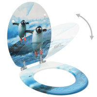 Produktbild för Toalettsitsar med lock 2 st MDF pingvin