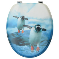 Produktbild för Toalettsitsar med lock 2 st MDF pingvin
