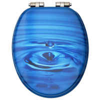 Produktbild för Toalettsitsar med mjuk stängning 2 st MDF vattendroppar blå