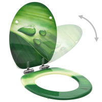 Produktbild för Toalettsitsar med mjuk stängning 2 st MDF vattendroppar grön