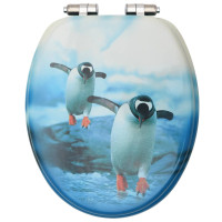 Produktbild för Toalettsitsar med mjuk stängning 2 st MDF pingvin