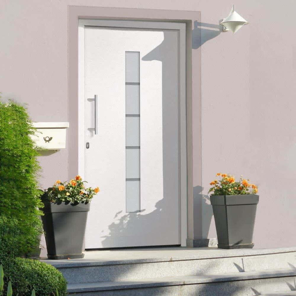 Produktbild för Ytterdörr aluminium och PVC vit 100x210 cm