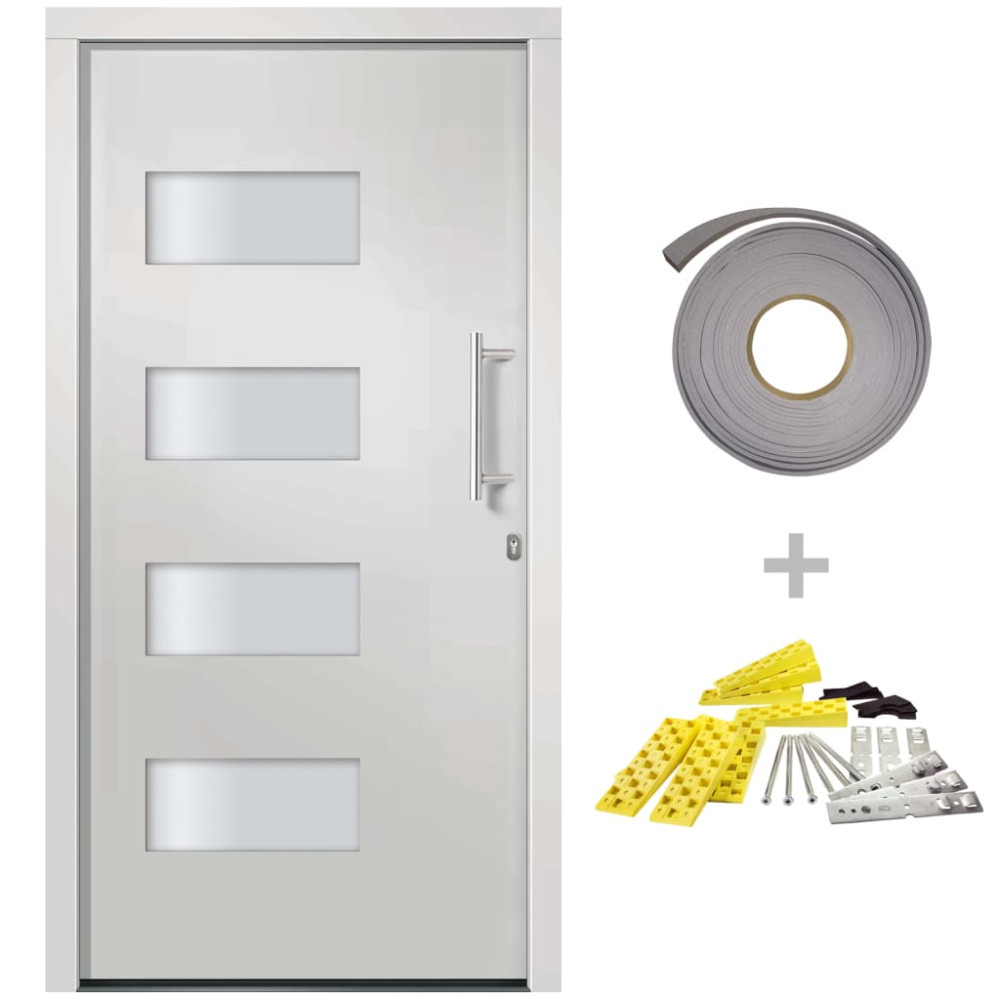 Produktbild för Ytterdörr aluminium och PVC vit 110x210 cm