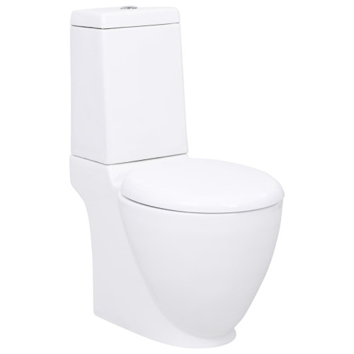 vidaXL Keramisk toalettstol rund vattenutlopp i botten vit