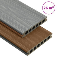 Miniatyr av produktbild för WPC-golvplattor med tillbehör brun och grå 26 m² 2,2 m