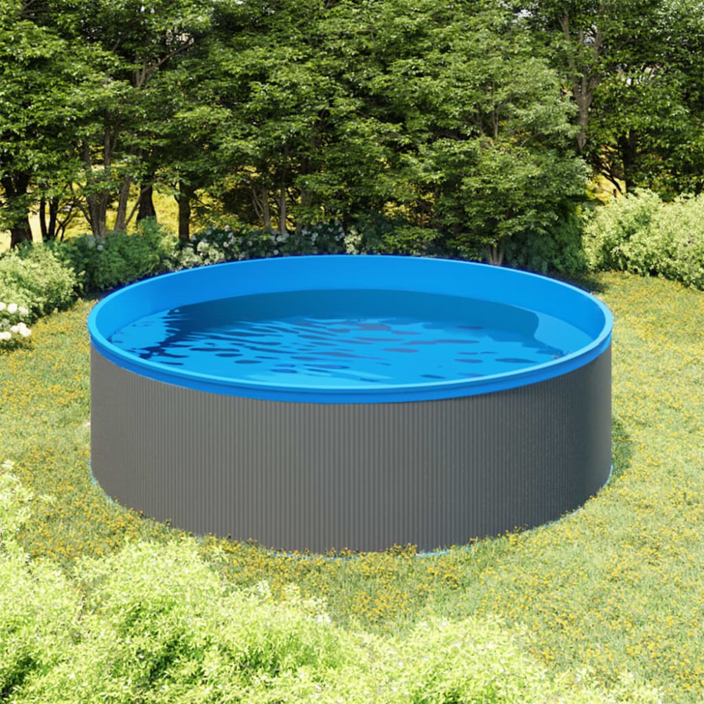 Produktbild för Plaskpool med hängande skimmer och pump 350x90 cm grå
