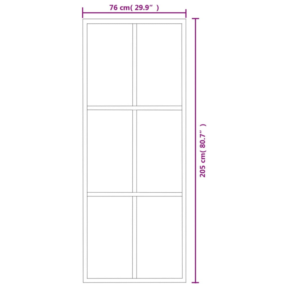 Produktbild för Skjutdörr med beslagset ESG glas och aluminium 76x205 cm