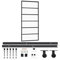 Produktbild för Skjutdörr med beslagset ESG glas och aluminium 90x205 cm