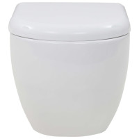 Miniatyr av produktbild för Vägghängd toalett med dold hög cistern keramik