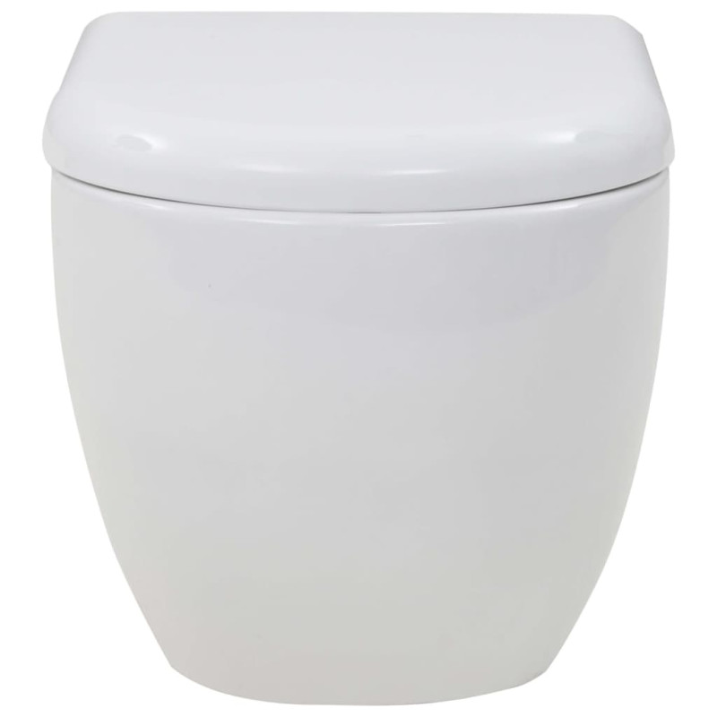 Produktbild för Vägghängd toalett med dold hög cistern keramik